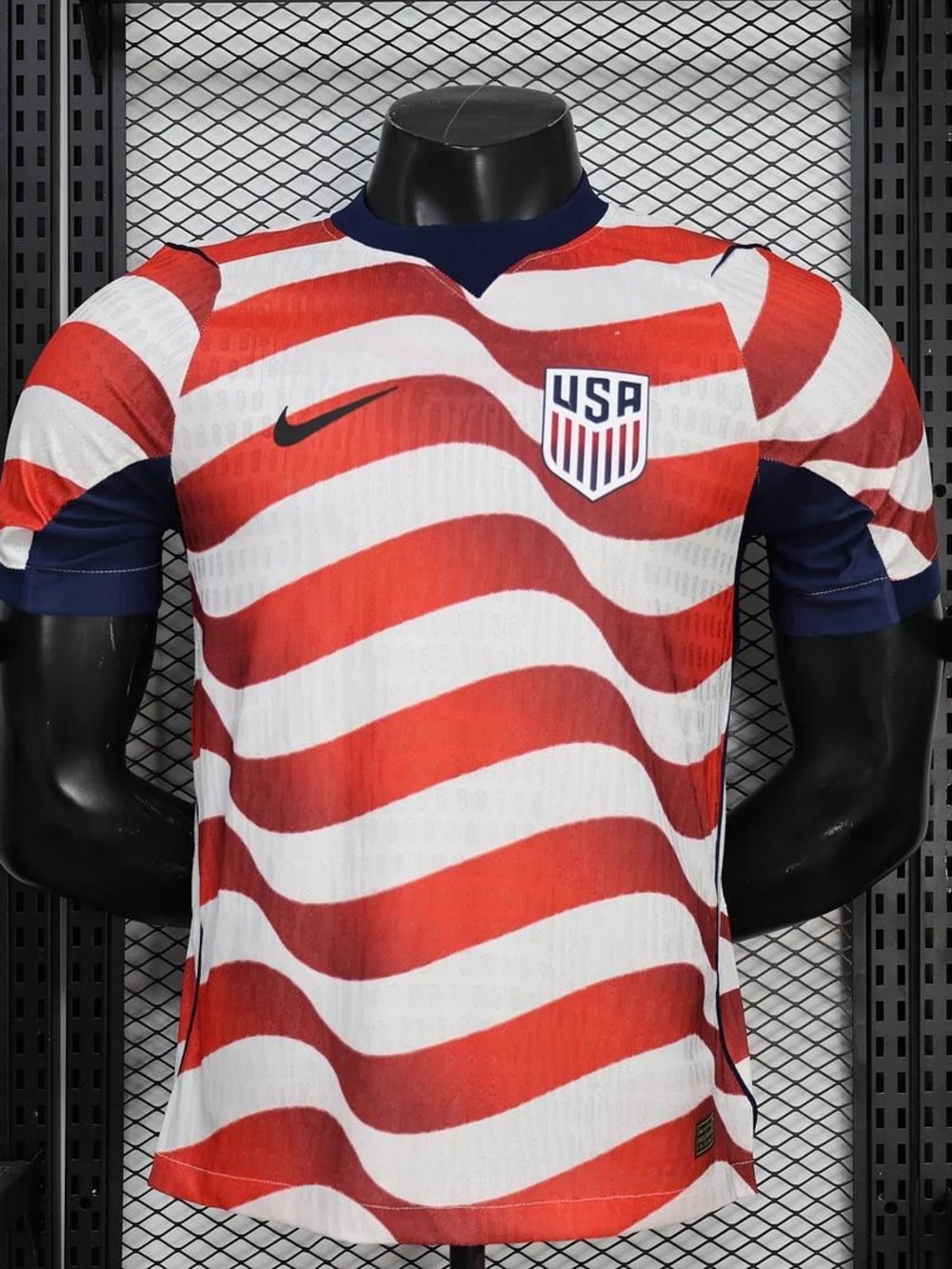 Nike Red & White USA Wavy Stripe Soccer Jersey